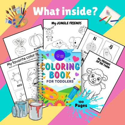 Coloring Book for Kids – Pre-KG (Age 2+) | Explore Colors, Creativity & Fun Learning | Printable PDF